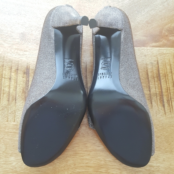 Stuart Weitzman Bowover Metallic Peeptoe Heels - Picture 6 of 7